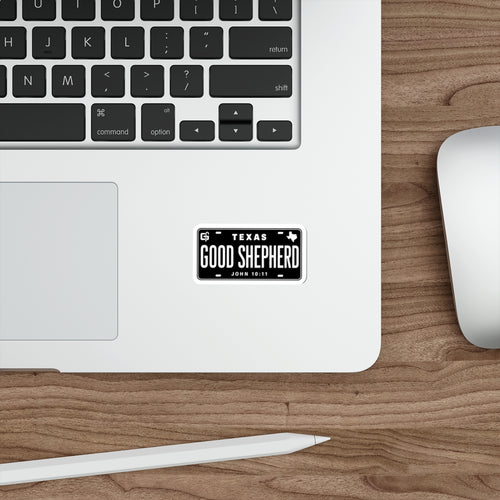 Good Shepherd Texas Plate Sticker — 3″